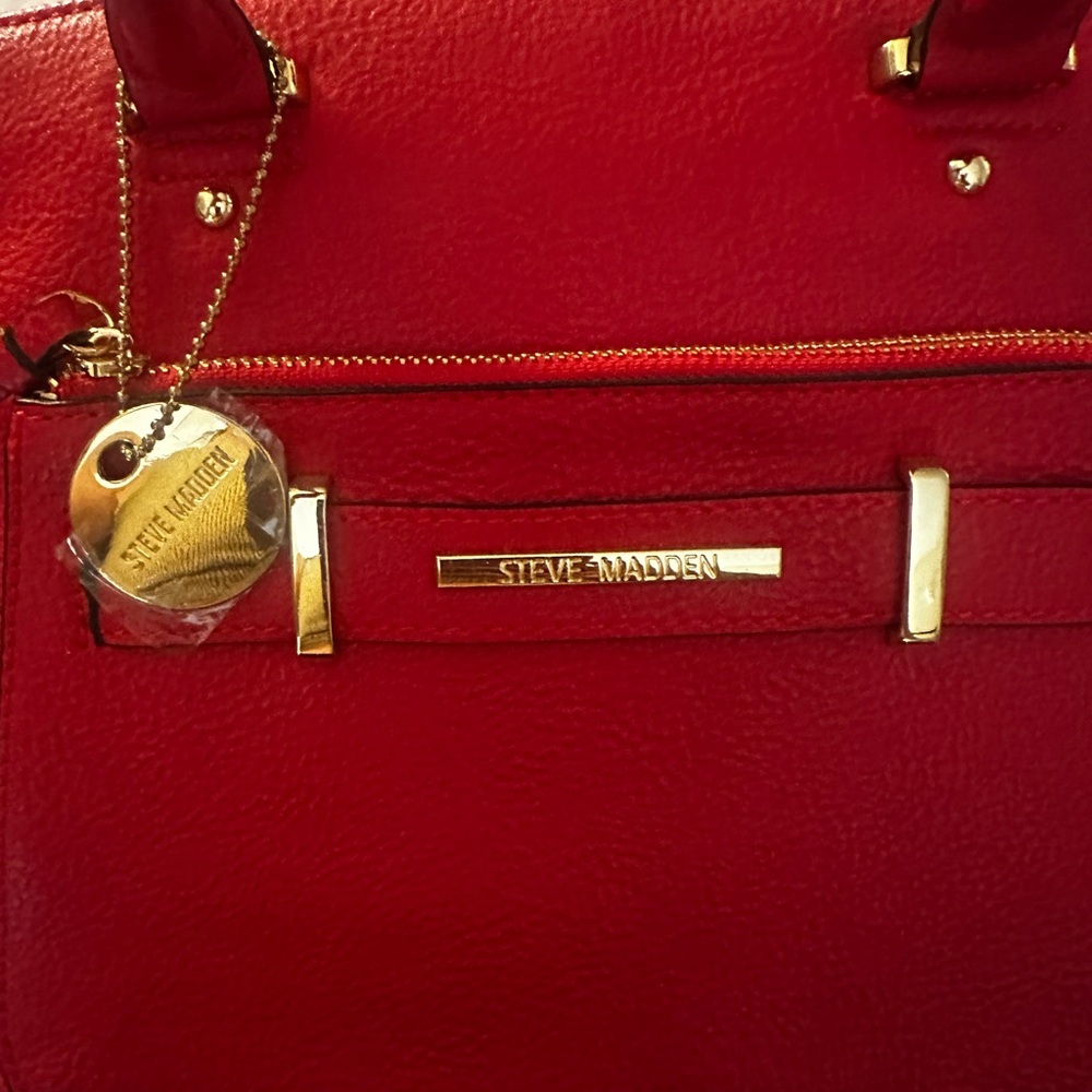 Steve Madden Red Leather Satchel - Picture 2 of 9
